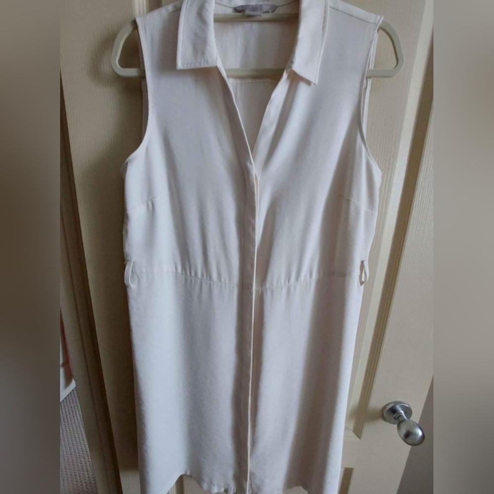 H&M Cream Sleeveless Midi Shirt Dress - Picture 7 of 11